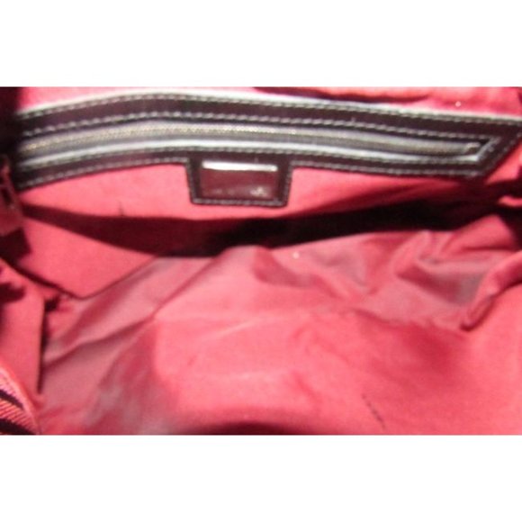 Fendi Mamma Zucco Zucchino Shoulder Bag Black Logo Print On Dark Red Canvas - Picture 5 of 12